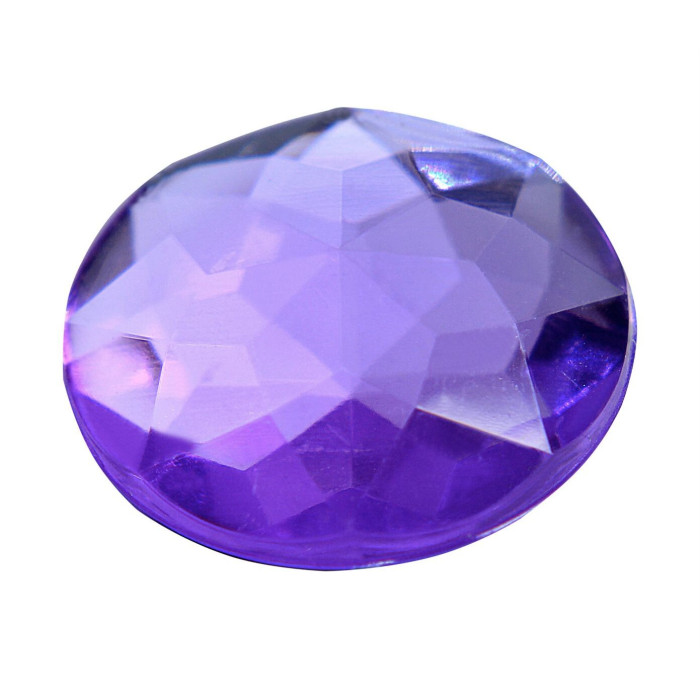 Large lavender acrylic rhinestone with a faceted rounded top and flat back featuring a smooth texture and shiny surface.