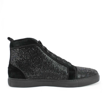 Strass Rhinestone High-Top Sneakers - Black - 36