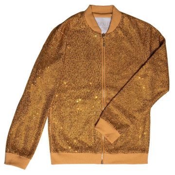 Strass Rhinestone Bomber Jacket - Bronze - Small