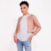 Strass Rhinestone Cropped Bomber Jacket - Pink - Small