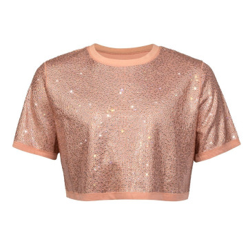 Strass Rhinestone Crop Top - Pink - Large