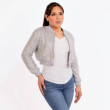 Strass Rhinestone Cropped Bomber Jacket - Silver - Small