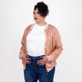 Strass Rhinestone Bomber Jacket - Pink - Large