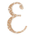 Silver script letter "L" with a textured surface embellished with small rhinestones featuring elegant curves and loops.