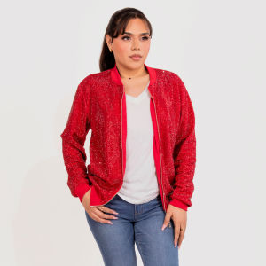 Strass&#x20;Rhinestone&#x20;Bomber&#x20;Jacket&#x20;-&#x20;Red&#x20;-&#x20;Medium