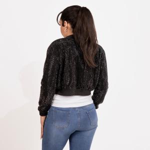 Strass Rhinestone Cropped Bomber Jacket