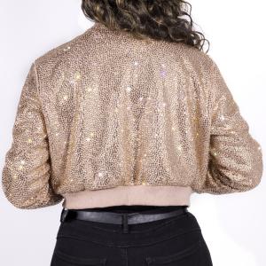 Strass Rhinestone Cropped Bomber Jacket