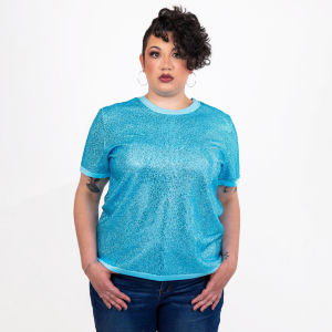 Strass&#x20;Rhinestone&#x20;T-Shirt&#x20;-&#x20;Aqua&#x20;-&#x20;Large