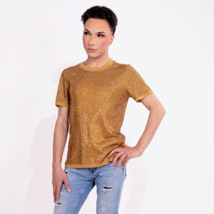 Strass&#x20;Rhinestone&#x20;T-Shirt&#x20;-&#x20;Gold&#x20;-&#x20;Small