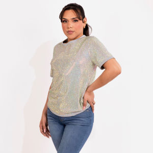 Strass&#x20;Rhinestone&#x20;T-Shirt&#x20;-&#x20;Iridescent&#x20;-&#x20;Medium