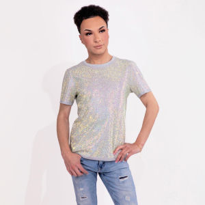 Strass&#x20;Rhinestone&#x20;T-Shirt&#x20;-&#x20;Iridescent&#x20;-&#x20;Small