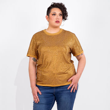Strass Rhinestone T-Shirt - Gold - Large