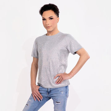 Strass Rhinestone T-Shirt - Silver - Small