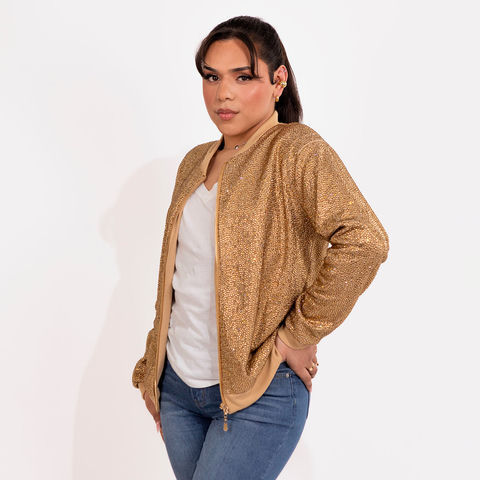 Strass&#x20;Rhinestone&#x20;Bomber&#x20;Jacket&#x20;-&#x20;Gold&#x20;-&#x20;Medium