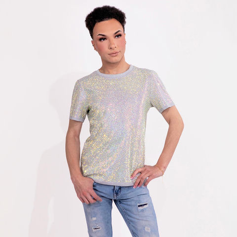 Strass&#x20;Rhinestone&#x20;T-Shirt&#x20;-&#x20;Iridescent&#x20;-&#x20;Small