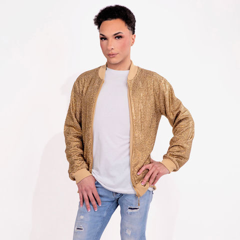 Strass&#x20;Rhinestone&#x20;Bomber&#x20;Jacket&#x20;-&#x20;Gold&#x20;-&#x20;Small