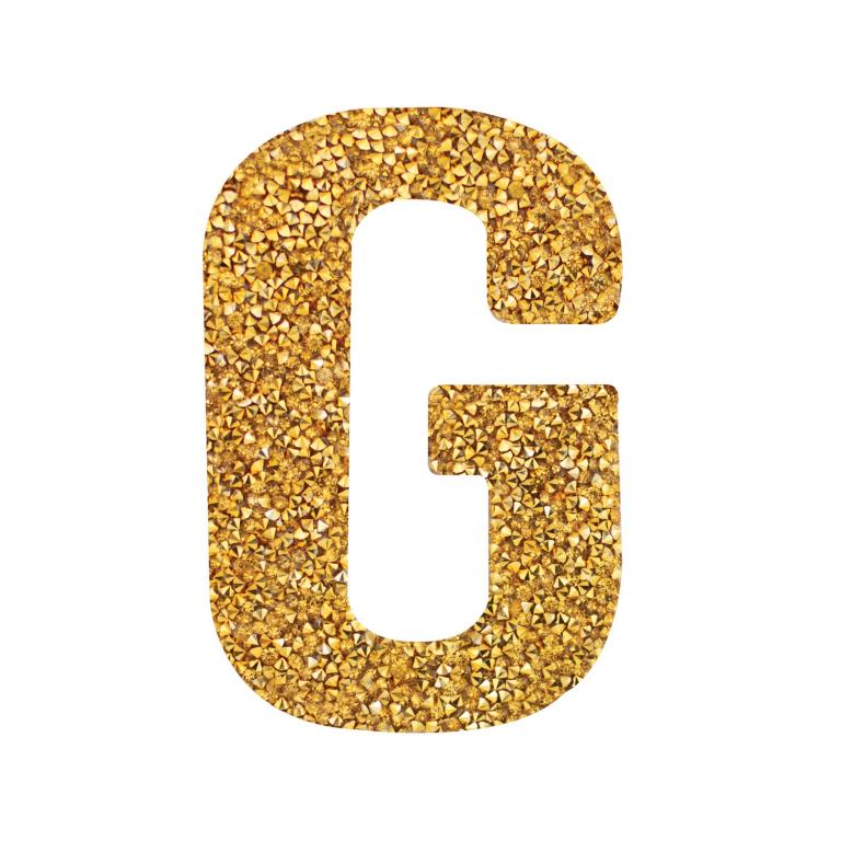 Gold&#x20;glitter&#x20;monogram&#x20;letter&#x20;&quot;G&quot;&#x20;with&#x20;a&#x20;textured&#x20;surface&#x20;approximately&#x20;3x4&#x20;inches&#x20;in&#x20;size&#x20;on&#x20;a&#x20;white&#x20;background.