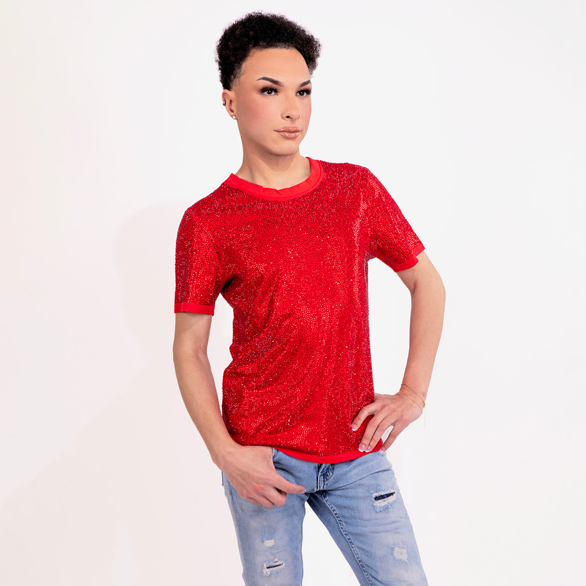 Strass Rhinestone T-Shirt Red Small – Sparkles Studio Bling 