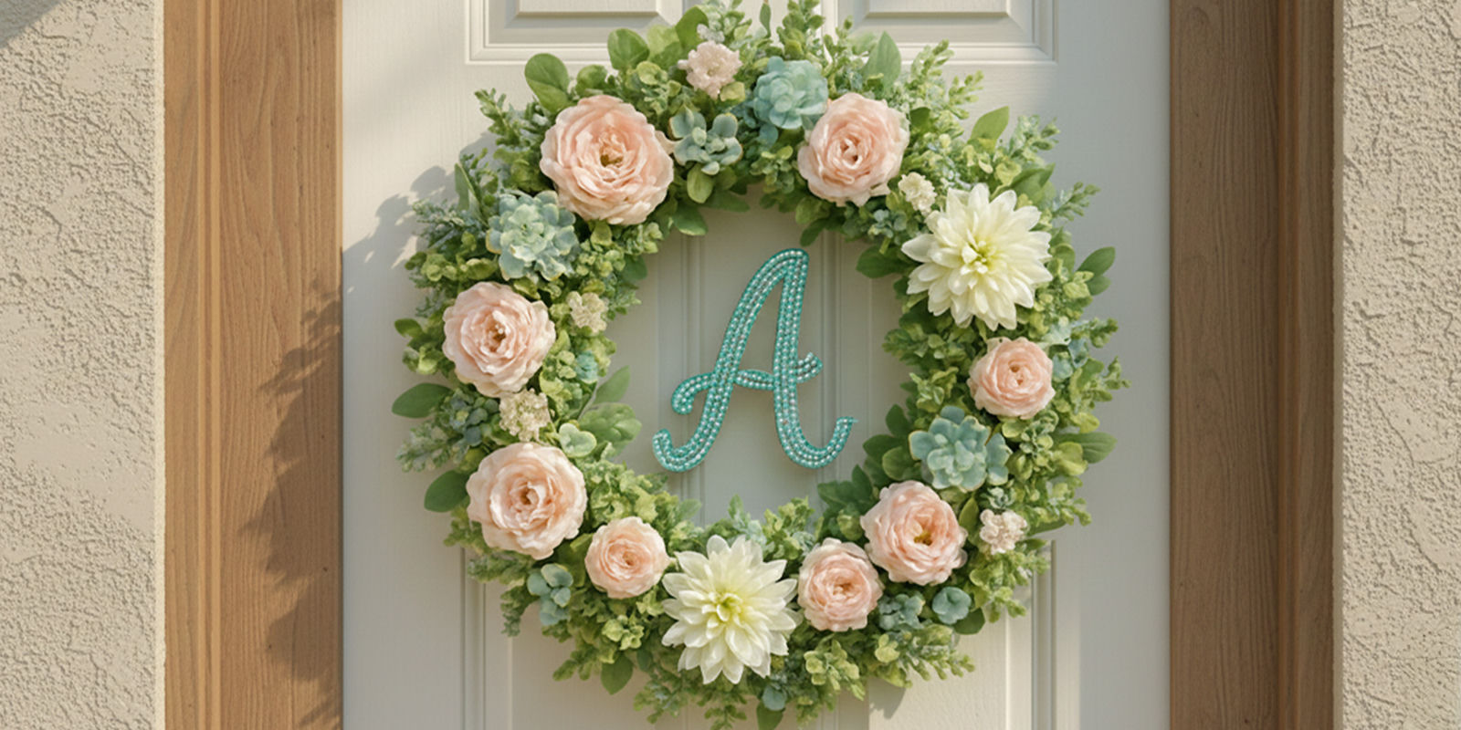 Floral&amp;&#x23;x20&#x3B;spring&amp;&#x23;x20&#x3B;wreath&amp;&#x23;x20&#x3B;with&amp;&#x23;x20&#x3B;a&amp;&#x23;x20&#x3B;beaded&amp;&#x23;x20&#x3B;letter&amp;&#x23;x20&#x3B;A&amp;&#x23;x20&#x3B;hanging&amp;&#x23;x20&#x3B;on&amp;&#x23;x20&#x3B;a&amp;&#x23;x20&#x3B;front&amp;&#x23;x20&#x3B;door