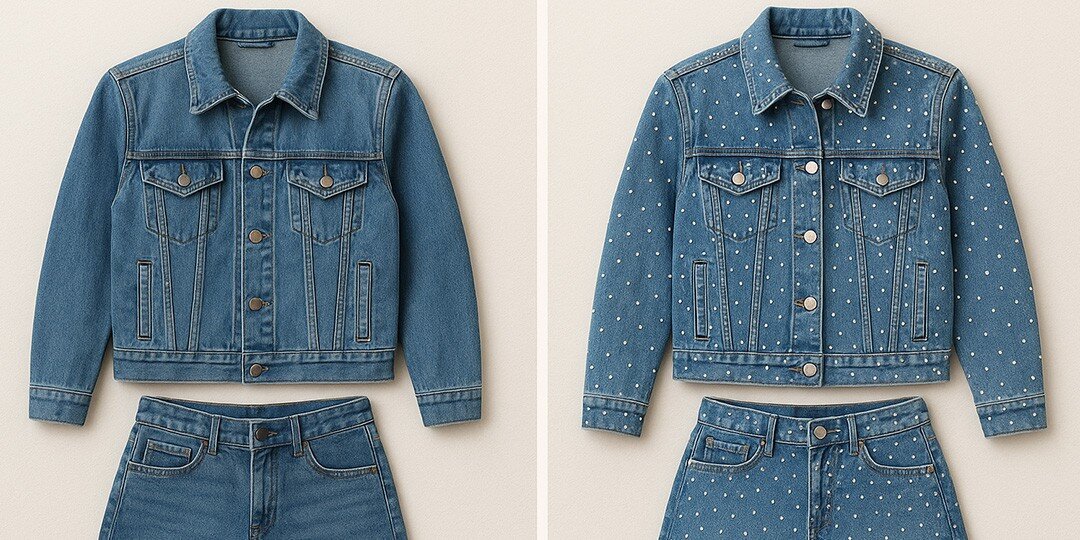 A&amp;&#x23;x20&#x3B;before-and-after&amp;&#x23;x20&#x3B;comparison&amp;&#x23;x20&#x3B;showing&amp;&#x23;x20&#x3B;a&amp;&#x23;x20&#x3B;denim&amp;&#x23;x20&#x3B;jacket&amp;&#x23;x20&#x3B;and&amp;&#x23;x20&#x3B;jeans&amp;&#x23;x20&#x3B;transformation.&amp;&#x23;x20&#x3B;On&amp;&#x23;x20&#x3B;the&amp;&#x23;x20&#x3B;left&amp;&#x23;x20&#x3B;is&amp;&#x23;x20&#x3B;a&amp;&#x23;x20&#x3B;plain&amp;&#x23;x20&#x3B;blue&amp;&#x23;x20&#x3B;denim&amp;&#x23;x20&#x3B;jacket&amp;&#x23;x20&#x3B;and&amp;&#x23;x20&#x3B;jeans&amp;&#x23;x20&#x3B;set,&amp;&#x23;x20&#x3B;and&amp;&#x23;x20&#x3B;on&amp;&#x23;x20&#x3B;the&amp;&#x23;x20&#x3B;right&amp;&#x23;x20&#x3B;is&amp;&#x23;x20&#x3B;the&amp;&#x23;x20&#x3B;same&amp;&#x23;x20&#x3B;outfit&amp;&#x23;x20&#x3B;after&amp;&#x23;x20&#x3B;being&amp;&#x23;x20&#x3B;embellished&amp;&#x23;x20&#x3B;with&amp;&#x23;x20&#x3B;small&amp;&#x23;x20&#x3B;silver&amp;&#x23;x20&#x3B;rhinestones&amp;&#x23;x20&#x3B;scattered&amp;&#x23;x20&#x3B;across&amp;&#x23;x20&#x3B;the&amp;&#x23;x20&#x3B;entire&amp;&#x23;x20&#x3B;surface,&amp;&#x23;x20&#x3B;creating&amp;&#x23;x20&#x3B;a&amp;&#x23;x20&#x3B;sparkling,&amp;&#x23;x20&#x3B;studded&amp;&#x23;x20&#x3B;effect&amp;&#x23;x20&#x3B;on&amp;&#x23;x20&#x3B;both&amp;&#x23;x20&#x3B;the&amp;&#x23;x20&#x3B;jacket&amp;&#x23;x20&#x3B;and&amp;&#x23;x20&#x3B;jeans.