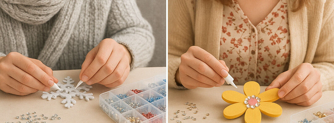 Image&amp;&#x23;x20&#x3B;divis&amp;&#x23;xE9&#x3B;e&amp;&#x23;x20&#x3B;montrant&amp;&#x23;x20&#x3B;des&amp;&#x23;x20&#x3B;mains&amp;&#x23;x20&#x3B;r&amp;&#x23;xE9&#x3B;alisant&amp;&#x23;x20&#x3B;des&amp;&#x23;x20&#x3B;d&amp;&#x23;xE9&#x3B;corations&amp;&#x23;x20&#x3B;de&amp;&#x23;x20&#x3B;saison&amp;&#x23;x20&#x3B;&amp;&#x23;x3A&#x3B;&amp;&#x23;x20&#x3B;&amp;&#x23;xE0&#x3B;&amp;&#x23;x20&#x3B;gauche,&amp;&#x23;x20&#x3B;application&amp;&#x23;x20&#x3B;de&amp;&#x23;x20&#x3B;strass&amp;&#x23;x20&#x3B;sur&amp;&#x23;x20&#x3B;un&amp;&#x23;x20&#x3B;flocon&amp;&#x23;x20&#x3B;de&amp;&#x23;x20&#x3B;neige&amp;&#x23;x20&#x3B;blanc,&amp;&#x23;x20&#x3B;&amp;&#x23;xE0&#x3B;&amp;&#x23;x20&#x3B;droite,&amp;&#x23;x20&#x3B;d&amp;&#x23;xE9&#x3B;coration&amp;&#x23;x20&#x3B;d&amp;&#x23;x2019&#x3B;une&amp;&#x23;x20&#x3B;fleur&amp;&#x23;x20&#x3B;en&amp;&#x23;x20&#x3B;bois&amp;&#x23;x20&#x3B;jaune&amp;&#x23;x20&#x3B;avec&amp;&#x23;x20&#x3B;des&amp;&#x23;x20&#x3B;strass&amp;&#x23;x20&#x3B;roses&amp;&#x23;x20&#x3B;au&amp;&#x23;x20&#x3B;centre