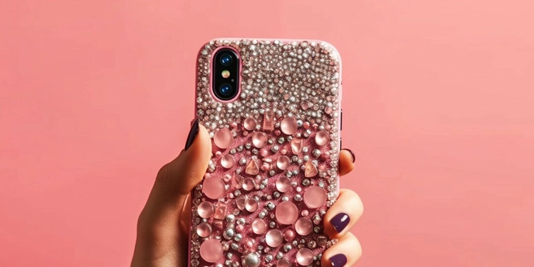 Hand&amp;&#x23;x20&#x3B;holding&amp;&#x23;x20&#x3B;a&amp;&#x23;x20&#x3B;pink&amp;&#x23;x20&#x3B;rhinestone&amp;&#x23;x20&#x3B;phone&amp;&#x23;x20&#x3B;case&amp;&#x23;x20&#x3B;with&amp;&#x23;x20&#x3B;pearls&amp;&#x23;x20&#x3B;and&amp;&#x23;x20&#x3B;crystals,&amp;&#x23;x20&#x3B;against&amp;&#x23;x20&#x3B;a&amp;&#x23;x20&#x3B;matching&amp;&#x23;x20&#x3B;pink&amp;&#x23;x20&#x3B;background