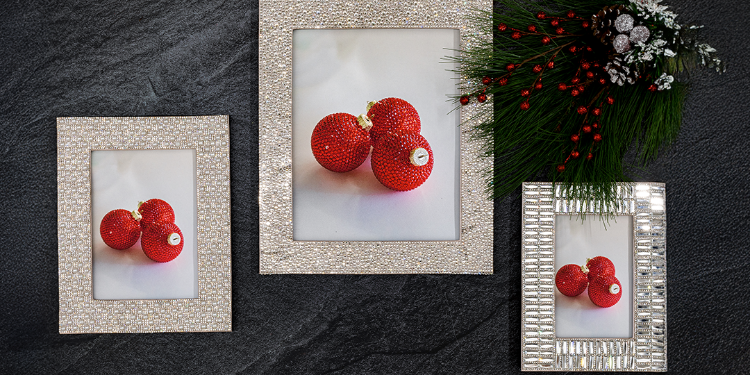 Glam&amp;&#x23;x20&#x3B;rhinestone-encrusted&amp;&#x23;x20&#x3B;frames&amp;&#x23;x20&#x3B;on&amp;&#x23;x20&#x3B;black&amp;&#x23;x20&#x3B;stone&amp;&#x23;x20&#x3B;with&amp;&#x23;x20&#x3B;red&amp;&#x23;x20&#x3B;ornaments