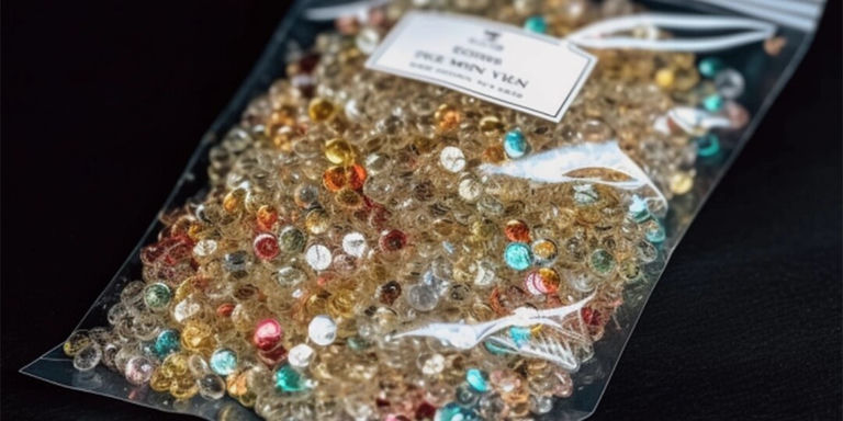 Bolsa de diamantes de imitación multicolores listos para ser empaquetados y distribuidos