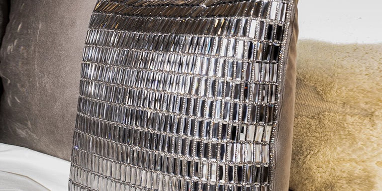 detailed close-up of rhinestone texture on Sparkles Home Fifth Avenue pillow